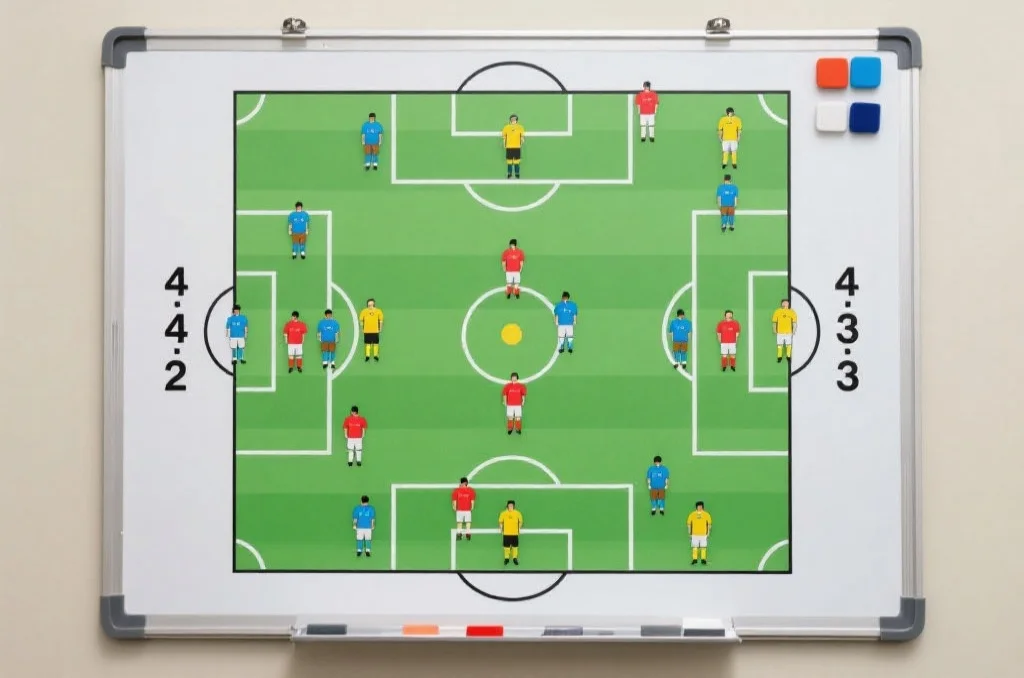 足球阵型图示：4-4-2与4-3-3对比